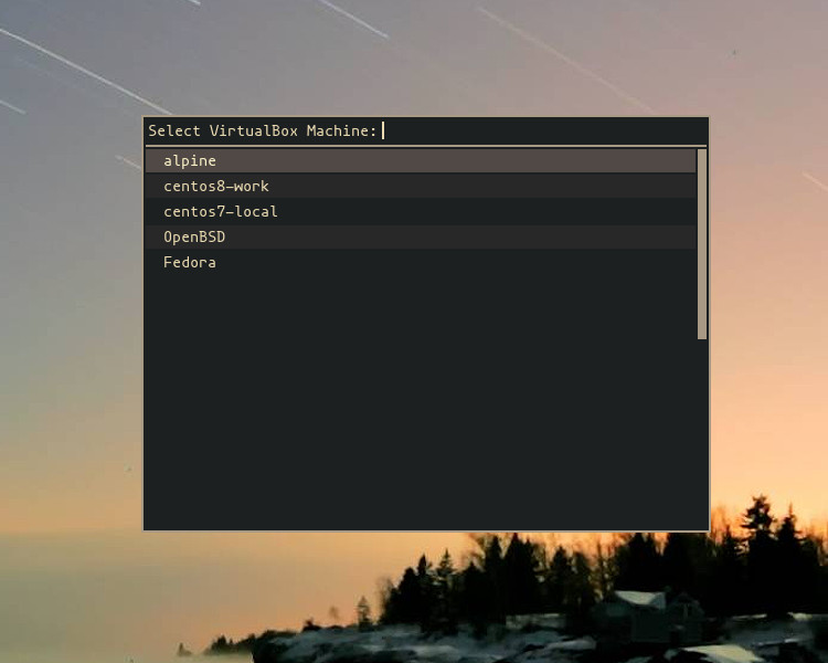 virtual machines menu